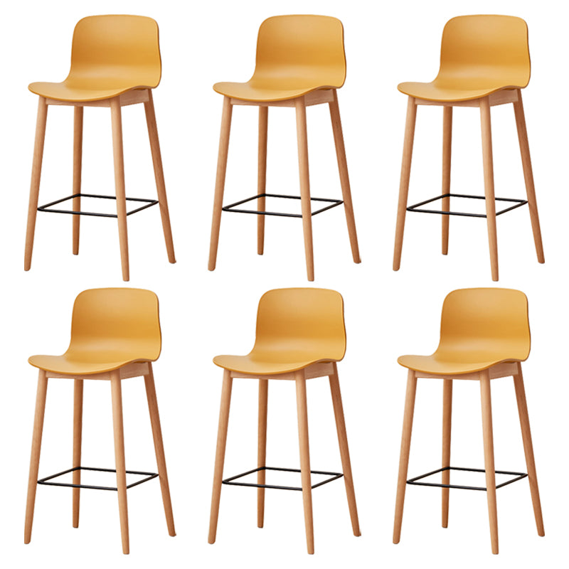 Modern Wood Barstool Simple Low Back Indoor Tall Stool with Plastic Seat Yellow 6 Piece Set Counter Stool(26"H) Clearhalo 'Bar Furniture' 'Bar Stools' 'bar_stools' 'furn' 'furn_bar_stools' 'Furniture' 'furniture_bar_stools' 'Kitchen & Dining Furniture' 5080865