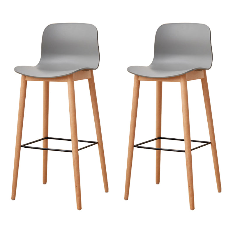 Modern Wood Barstool Simple Low Back Indoor Tall Stool with Plastic Seat Grey 2 Piece Set Bar Stool(30"H) Clearhalo 'Bar Furniture' 'Bar Stools' 'bar_stools' 'furn' 'furn_bar_stools' 'Furniture' 'furniture_bar_stools' 'Kitchen & Dining Furniture' 5080871