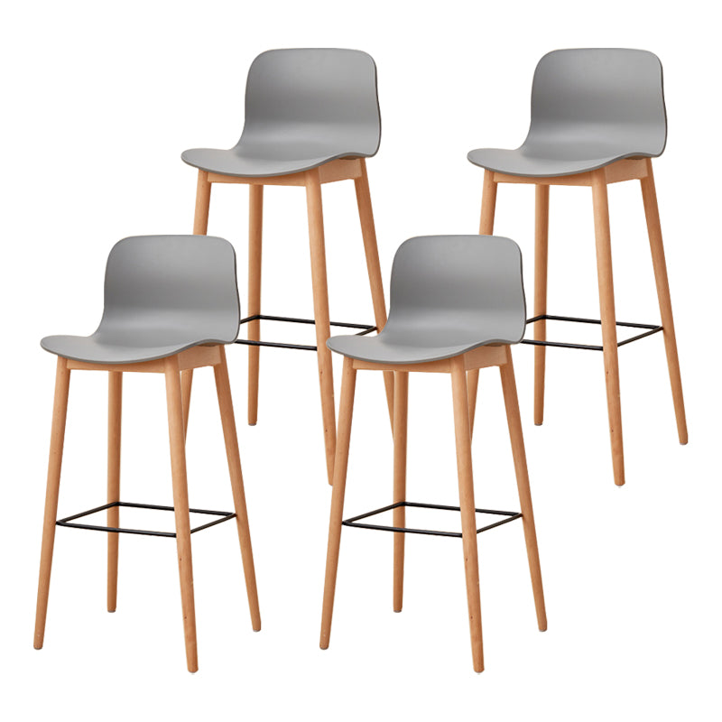 Modern Wood Barstool Simple Low Back Indoor Tall Stool with Plastic Seat Grey 4 Piece Set Bar Stool(30"H) Clearhalo 'Bar Furniture' 'Bar Stools' 'bar_stools' 'furn' 'furn_bar_stools' 'Furniture' 'furniture_bar_stools' 'Kitchen & Dining Furniture' 5080872