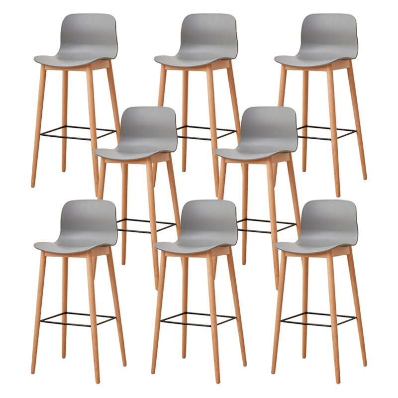 Modern Wood Barstool Simple Low Back Indoor Tall Stool with Plastic Seat Grey 8 Piece Set Bar Stool(30"H) Clearhalo 'Bar Furniture' 'Bar Stools' 'bar_stools' 'furn' 'furn_bar_stools' 'Furniture' 'furniture_bar_stools' 'Kitchen & Dining Furniture' 5080874