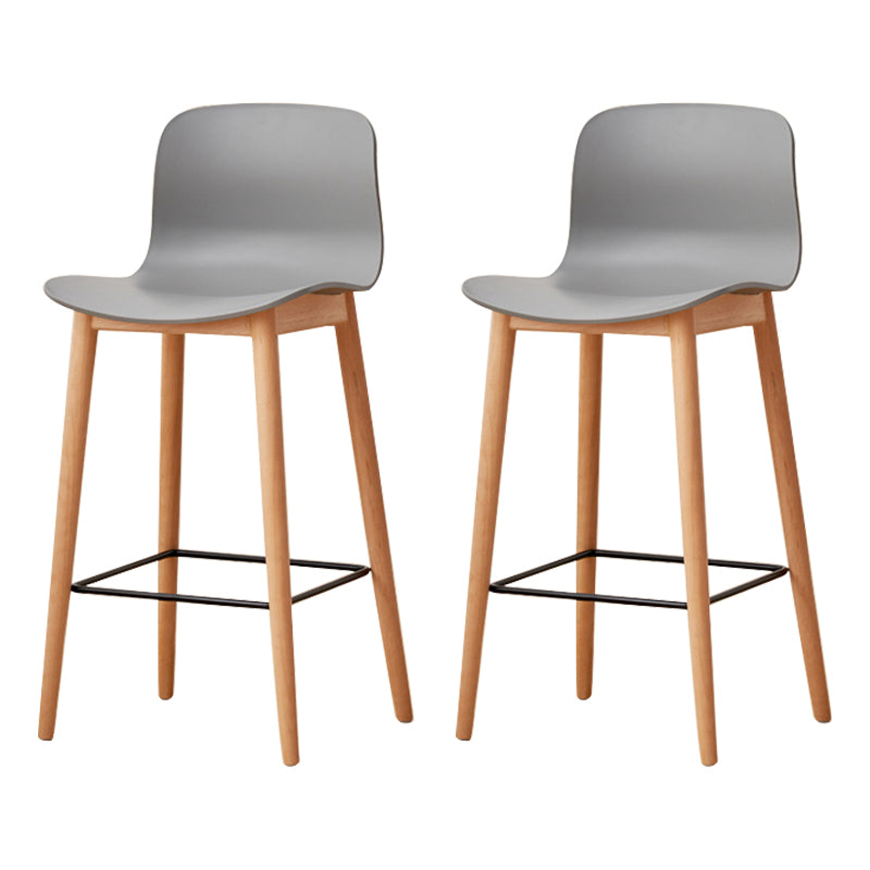 Modern Wood Barstool Simple Low Back Indoor Tall Stool with Plastic Seat Grey 2 Piece Set Counter Stool(26"H) Clearhalo 'Bar Furniture' 'Bar Stools' 'bar_stools' 'furn' 'furn_bar_stools' 'Furniture' 'furniture_bar_stools' 'Kitchen & Dining Furniture' 5080875
