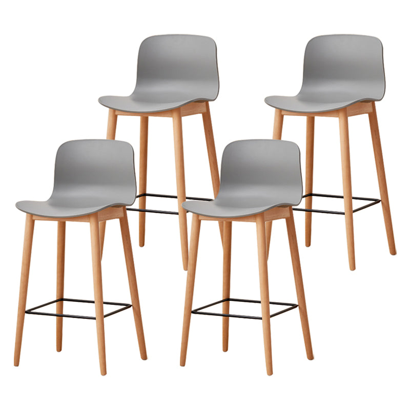Modern Wood Barstool Simple Low Back Indoor Tall Stool with Plastic Seat Grey 4 Piece Set Counter Stool(26"H) Clearhalo 'Bar Furniture' 'Bar Stools' 'bar_stools' 'furn' 'furn_bar_stools' 'Furniture' 'furniture_bar_stools' 'Kitchen & Dining Furniture' 5080876