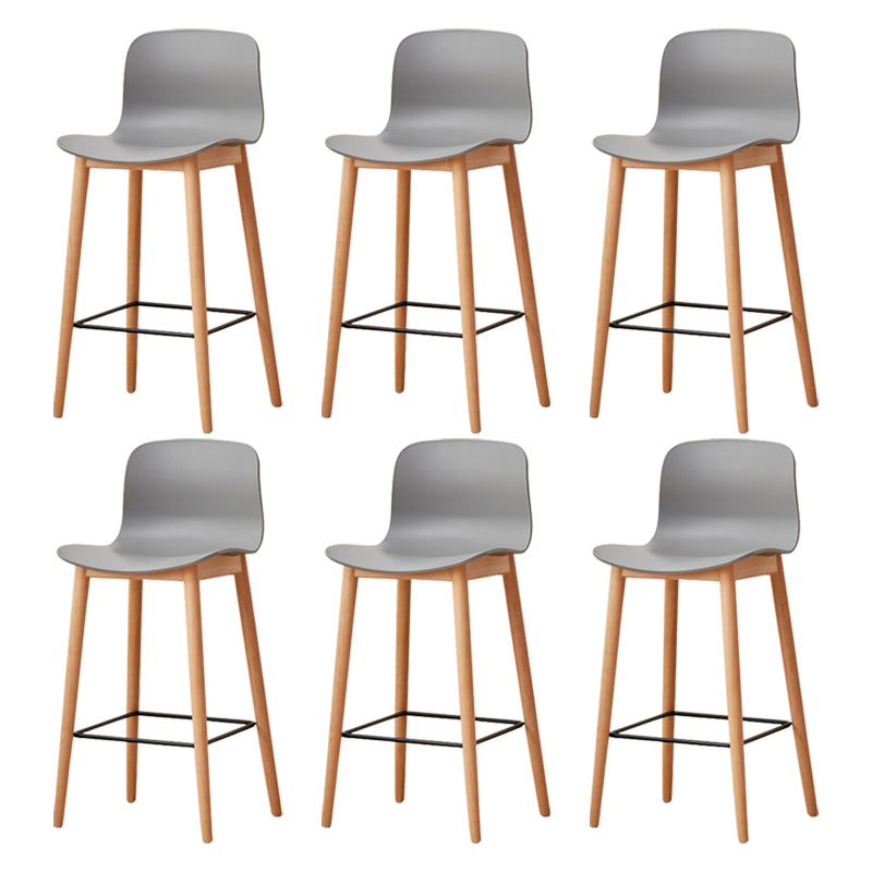 Modern Wood Barstool Simple Low Back Indoor Tall Stool with Plastic Seat Grey 6 Piece Set Counter Stool(26"H) Clearhalo 'Bar Furniture' 'Bar Stools' 'bar_stools' 'furn' 'furn_bar_stools' 'Furniture' 'furniture_bar_stools' 'Kitchen & Dining Furniture' 5080877