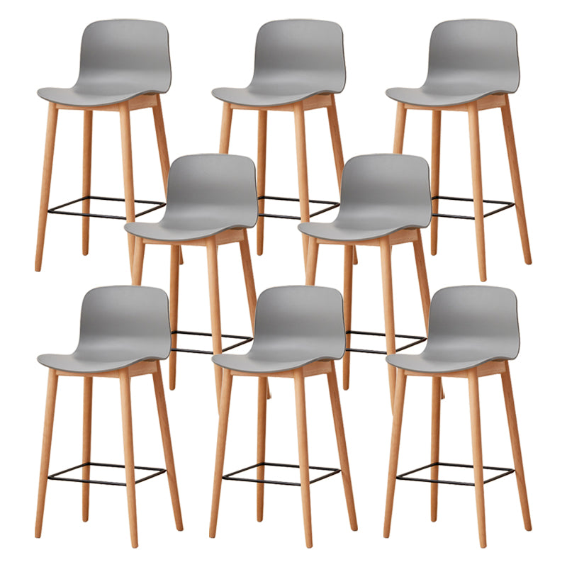 Modern Wood Barstool Simple Low Back Indoor Tall Stool with Plastic Seat Grey 8 Piece Set Counter Stool(26"H) Clearhalo 'Bar Furniture' 'Bar Stools' 'bar_stools' 'furn' 'furn_bar_stools' 'Furniture' 'furniture_bar_stools' 'Kitchen & Dining Furniture' 5080878