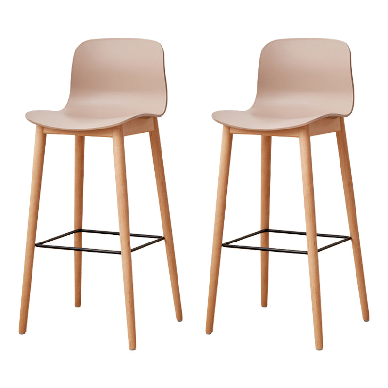 Modern Wood Barstool Simple Low Back Indoor Tall Stool with Plastic Seat Khaki 2 Piece Set Bar Stool(30"H) Clearhalo 'Bar Furniture' 'Bar Stools' 'bar_stools' 'furn' 'furn_bar_stools' 'Furniture' 'furniture_bar_stools' 'Kitchen & Dining Furniture' 5080879