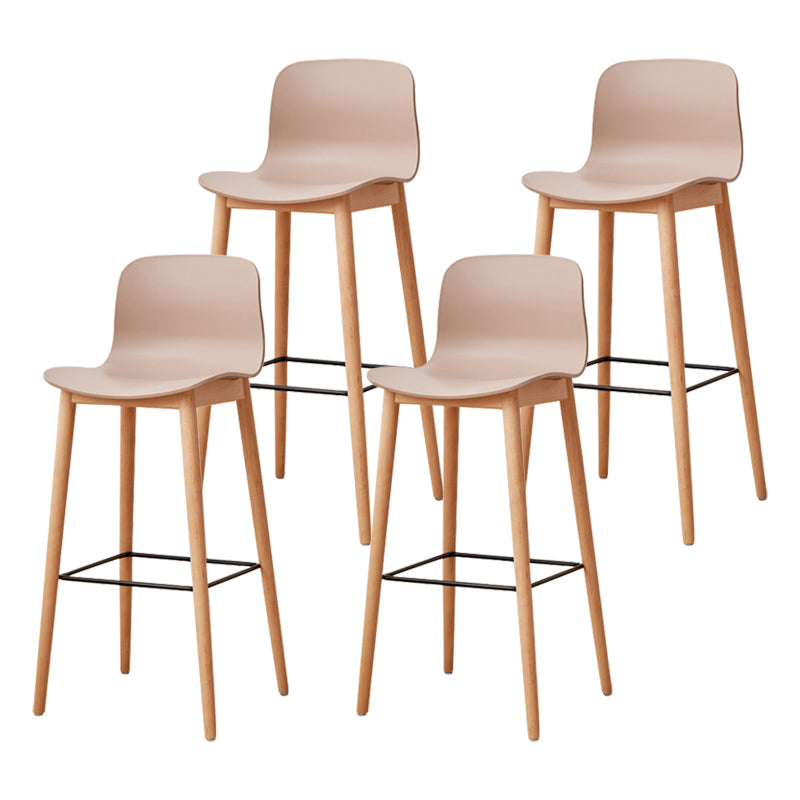 Modern Wood Barstool Simple Low Back Indoor Tall Stool with Plastic Seat Khaki 4 Piece Set Bar Stool(30"H) Clearhalo 'Bar Furniture' 'Bar Stools' 'bar_stools' 'furn' 'furn_bar_stools' 'Furniture' 'furniture_bar_stools' 'Kitchen & Dining Furniture' 5080880