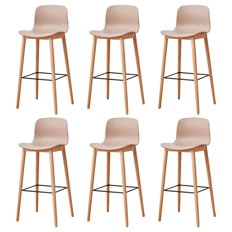 Modern Wood Barstool Simple Low Back Indoor Tall Stool with Plastic Seat Khaki 6 Piece Set Bar Stool(30"H) Clearhalo 'Bar Furniture' 'Bar Stools' 'bar_stools' 'furn' 'furn_bar_stools' 'Furniture' 'furniture_bar_stools' 'Kitchen & Dining Furniture' 5080881