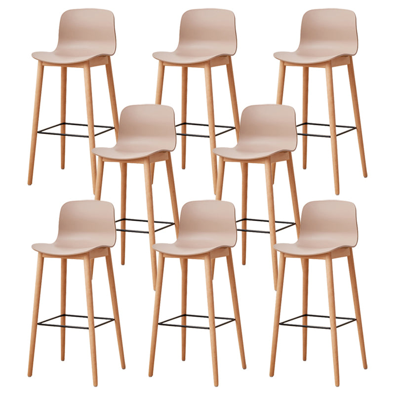 Modern Wood Barstool Simple Low Back Indoor Tall Stool with Plastic Seat Khaki 8 Piece Set Bar Stool(30"H) Clearhalo 'Bar Furniture' 'Bar Stools' 'bar_stools' 'furn' 'furn_bar_stools' 'Furniture' 'furniture_bar_stools' 'Kitchen & Dining Furniture' 5080882
