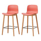 Modern Wood Barstool Simple Low Back Indoor Tall Stool with Plastic Seat Red 2 Piece Set Counter Stool(26"H) Clearhalo 'Bar Furniture' 'Bar Stools' 'bar_stools' 'furn' 'furn_bar_stools' 'Furniture' 'furniture_bar_stools' 'Kitchen & Dining Furniture' 5080883
