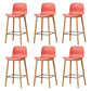 Modern Wood Barstool Simple Low Back Indoor Tall Stool with Plastic Seat Red 6 Piece Set Counter Stool(26"H) Clearhalo 'Bar Furniture' 'Bar Stools' 'bar_stools' 'furn' 'furn_bar_stools' 'Furniture' 'furniture_bar_stools' 'Kitchen & Dining Furniture' 5080885