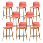 Modern Wood Barstool Simple Low Back Indoor Tall Stool with Plastic Seat Red 8 Piece Set Counter Stool(26"H) Clearhalo 'Bar Furniture' 'Bar Stools' 'bar_stools' 'furn' 'furn_bar_stools' 'Furniture' 'furniture_bar_stools' 'Kitchen & Dining Furniture' 5080886