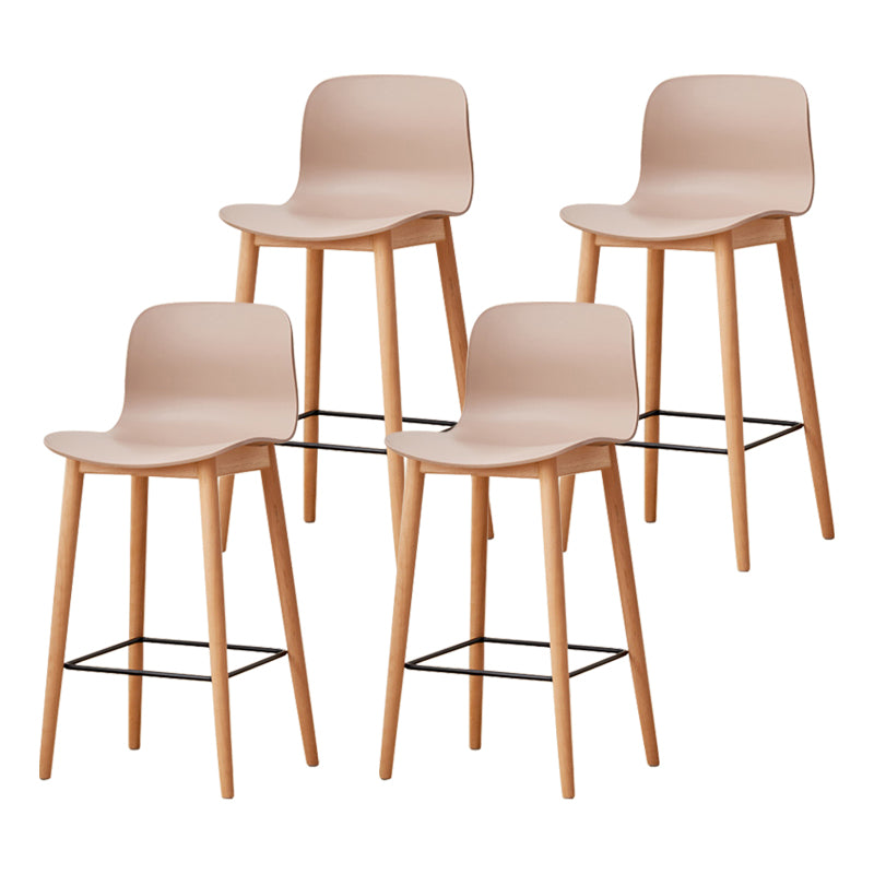 Modern Wood Barstool Simple Low Back Indoor Tall Stool with Plastic Seat Khaki 4 Piece Set Counter Stool(26"H) Clearhalo 'Bar Furniture' 'Bar Stools' 'bar_stools' 'furn' 'furn_bar_stools' 'Furniture' 'furniture_bar_stools' 'Kitchen & Dining Furniture' 5080888