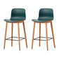 Modern Wood Barstool Simple Low Back Indoor Tall Stool with Plastic Seat Green 2 Piece Set Counter Stool(26"H) Clearhalo 'Bar Furniture' 'Bar Stools' 'bar_stools' 'furn' 'furn_bar_stools' 'Furniture' 'furniture_bar_stools' 'Kitchen & Dining Furniture' 5080891