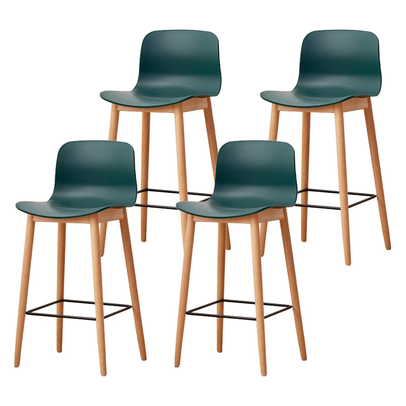 Modern Wood Barstool Simple Low Back Indoor Tall Stool with Plastic Seat Green 4 Piece Set Counter Stool(26"H) Clearhalo 'Bar Furniture' 'Bar Stools' 'bar_stools' 'furn' 'furn_bar_stools' 'Furniture' 'furniture_bar_stools' 'Kitchen & Dining Furniture' 5080892