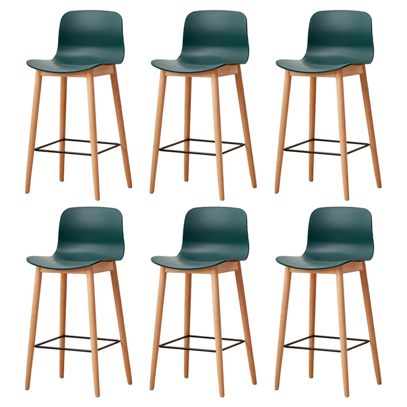 Modern Wood Barstool Simple Low Back Indoor Tall Stool with Plastic Seat Green 6 Piece Set Counter Stool(26"H) Clearhalo 'Bar Furniture' 'Bar Stools' 'bar_stools' 'furn' 'furn_bar_stools' 'Furniture' 'furniture_bar_stools' 'Kitchen & Dining Furniture' 5080893