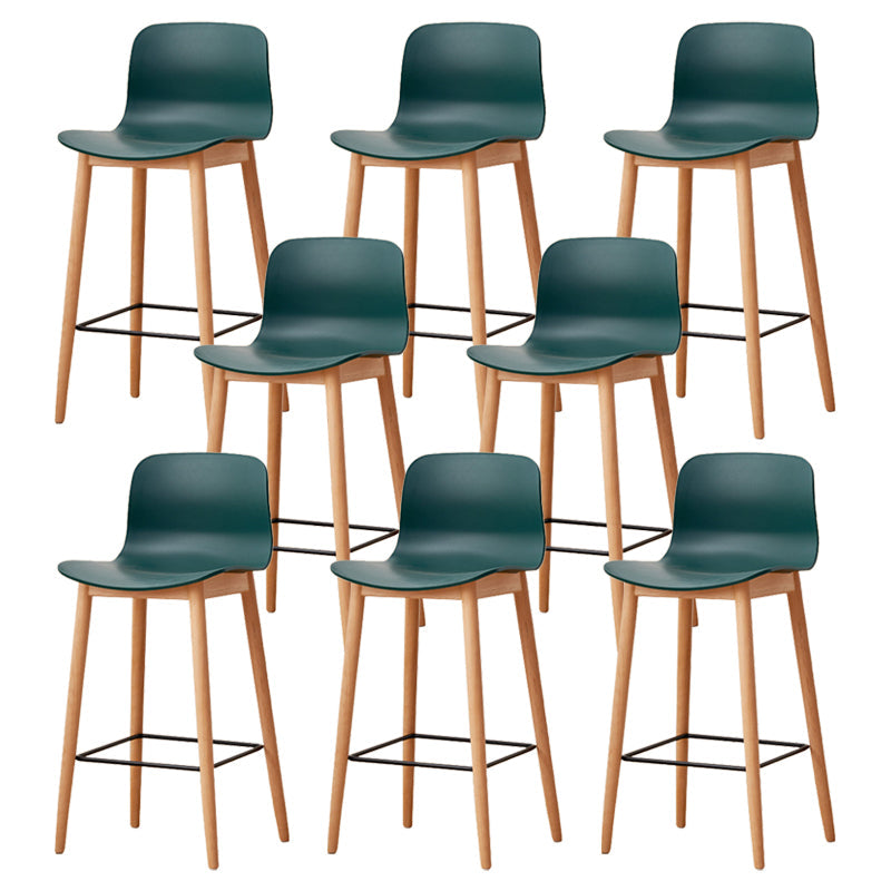 Modern Wood Barstool Simple Low Back Indoor Tall Stool with Plastic Seat Green 8 Piece Set Counter Stool(26"H) Clearhalo 'Bar Furniture' 'Bar Stools' 'bar_stools' 'furn' 'furn_bar_stools' 'Furniture' 'furniture_bar_stools' 'Kitchen & Dining Furniture' 5080894
