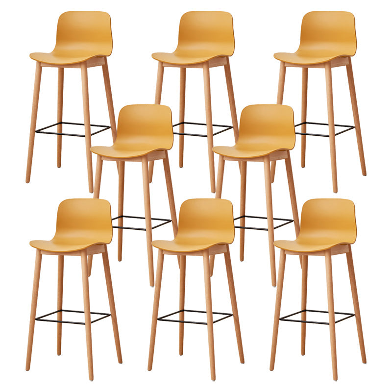Modern Wood Barstool Simple Low Back Indoor Tall Stool with Plastic Seat Yellow 8 Piece Set Bar Stool(30"H) Clearhalo 'Bar Furniture' 'Bar Stools' 'bar_stools' 'furn' 'furn_bar_stools' 'Furniture' 'furniture_bar_stools' 'Kitchen & Dining Furniture' 5080898
