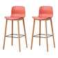 Modern Wood Barstool Simple Low Back Indoor Tall Stool with Plastic Seat Red 2 Piece Set Bar Stool(30"H) Clearhalo 'Bar Furniture' 'Bar Stools' 'bar_stools' 'furn' 'furn_bar_stools' 'Furniture' 'furniture_bar_stools' 'Kitchen & Dining Furniture' 5080899