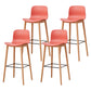 Modern Wood Barstool Simple Low Back Indoor Tall Stool with Plastic Seat Red 4 Piece Set Bar Stool(30"H) Clearhalo 'Bar Furniture' 'Bar Stools' 'bar_stools' 'furn' 'furn_bar_stools' 'Furniture' 'furniture_bar_stools' 'Kitchen & Dining Furniture' 5080900
