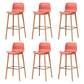 Modern Wood Barstool Simple Low Back Indoor Tall Stool with Plastic Seat Red 6 Piece Set Bar Stool(30"H) Clearhalo 'Bar Furniture' 'Bar Stools' 'bar_stools' 'furn' 'furn_bar_stools' 'Furniture' 'furniture_bar_stools' 'Kitchen & Dining Furniture' 5080901