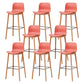 Modern Wood Barstool Simple Low Back Indoor Tall Stool with Plastic Seat Red 8 Piece Set Bar Stool(30"H) Clearhalo 'Bar Furniture' 'Bar Stools' 'bar_stools' 'furn' 'furn_bar_stools' 'Furniture' 'furniture_bar_stools' 'Kitchen & Dining Furniture' 5080902
