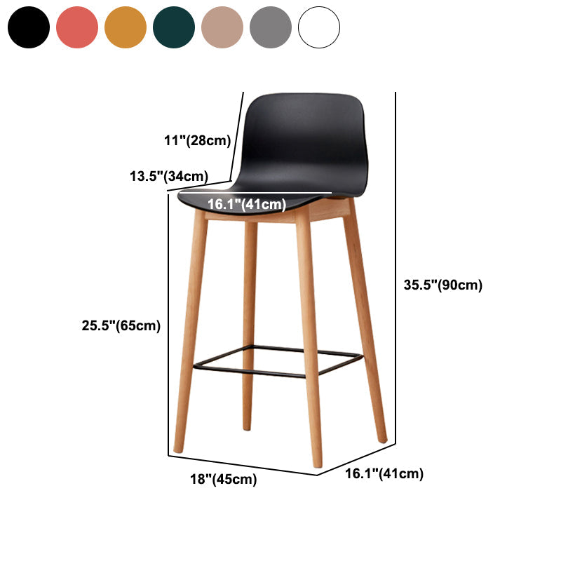 Modern Wood Barstool Simple Low Back Indoor Tall Stool with Plastic Seat Clearhalo 'Bar Furniture' 'Bar Stools' 'bar_stools' 'furn' 'furn_bar_stools' 'Furniture' 'furniture_bar_stools' 'Kitchen & Dining Furniture' 5080903