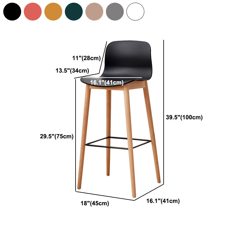 Modern Wood Barstool Simple Low Back Indoor Tall Stool with Plastic Seat Clearhalo 'Bar Furniture' 'Bar Stools' 'bar_stools' 'furn' 'furn_bar_stools' 'Furniture' 'furniture_bar_stools' 'Kitchen & Dining Furniture' 5080904