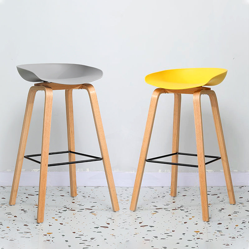 30-inch Modern Beech Wood Barstool Simple Backless Indoor Tall Stool with Plastic Seat Clearhalo 'Bar Furniture' 'Bar Stools' 'bar_stools' 'furn' 'furn_bar_stools' 'Furniture' 'furniture_bar_stools' 'Kitchen & Dining Furniture' 5080905