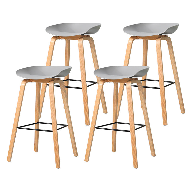30-inch Modern Beech Wood Barstool Simple Backless Indoor Tall Stool with Plastic Seat Grey 4 Piece Set Clearhalo 'Bar Furniture' 'Bar Stools' 'bar_stools' 'furn' 'furn_bar_stools' 'Furniture' 'furniture_bar_stools' 'Kitchen & Dining Furniture' 5080909
