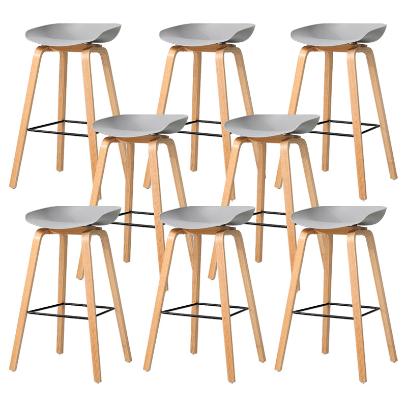 30-inch Modern Beech Wood Barstool Simple Backless Indoor Tall Stool with Plastic Seat Grey 8 Piece Set Clearhalo 'Bar Furniture' 'Bar Stools' 'bar_stools' 'furn' 'furn_bar_stools' 'Furniture' 'furniture_bar_stools' 'Kitchen & Dining Furniture' 5080912