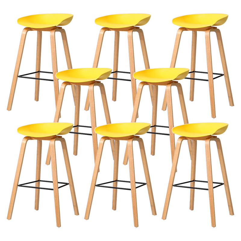 30-inch Modern Beech Wood Barstool Simple Backless Indoor Tall Stool with Plastic Seat Yellow 8 Piece Set Clearhalo 'Bar Furniture' 'Bar Stools' 'bar_stools' 'furn' 'furn_bar_stools' 'Furniture' 'furniture_bar_stools' 'Kitchen & Dining Furniture' 5080922