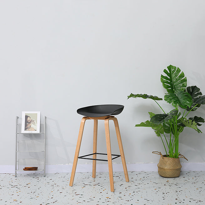 30-inch Modern Beech Wood Barstool Simple Backless Indoor Tall Stool with Plastic Seat Clearhalo 'Bar Furniture' 'Bar Stools' 'bar_stools' 'furn' 'furn_bar_stools' 'Furniture' 'furniture_bar_stools' 'Kitchen & Dining Furniture' 5080923