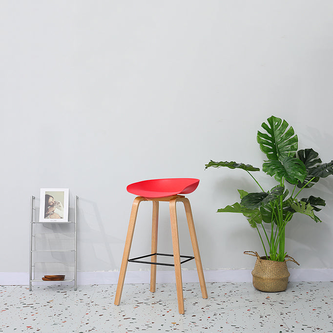 30-inch Modern Beech Wood Barstool Simple Backless Indoor Tall Stool with Plastic Seat Clearhalo 'Bar Furniture' 'Bar Stools' 'bar_stools' 'furn' 'furn_bar_stools' 'Furniture' 'furniture_bar_stools' 'Kitchen & Dining Furniture' 5080927