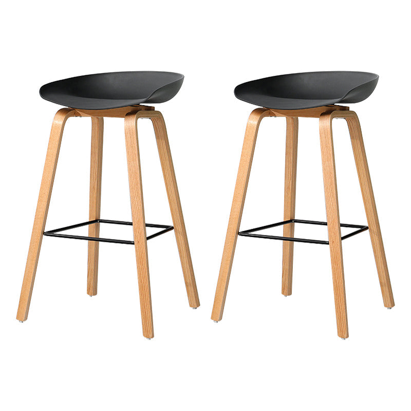 30-inch Modern Beech Wood Barstool Simple Backless Indoor Tall Stool with Plastic Seat Black 2 Piece Set Clearhalo 'Bar Furniture' 'Bar Stools' 'bar_stools' 'furn' 'furn_bar_stools' 'Furniture' 'furniture_bar_stools' 'Kitchen & Dining Furniture' 5080930