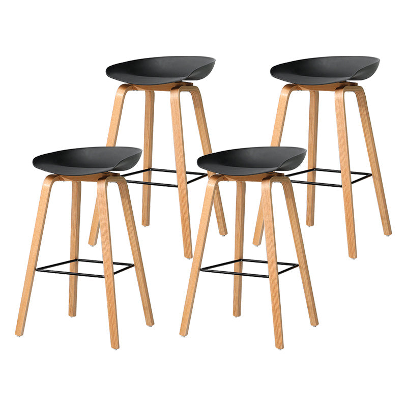 30-inch Modern Beech Wood Barstool Simple Backless Indoor Tall Stool with Plastic Seat Black 4 Piece Set Clearhalo 'Bar Furniture' 'Bar Stools' 'bar_stools' 'furn' 'furn_bar_stools' 'Furniture' 'furniture_bar_stools' 'Kitchen & Dining Furniture' 5080931