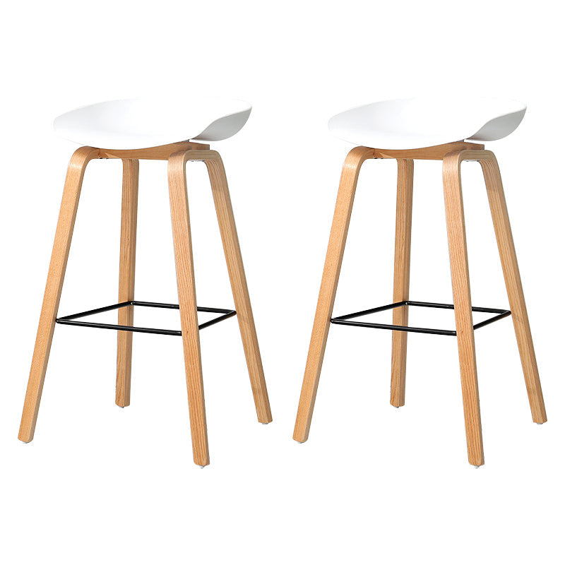 30-inch Modern Beech Wood Barstool Simple Backless Indoor Tall Stool with Plastic Seat White 2 Piece Set Clearhalo 'Bar Furniture' 'Bar Stools' 'bar_stools' 'furn' 'furn_bar_stools' 'Furniture' 'furniture_bar_stools' 'Kitchen & Dining Furniture' 5080934