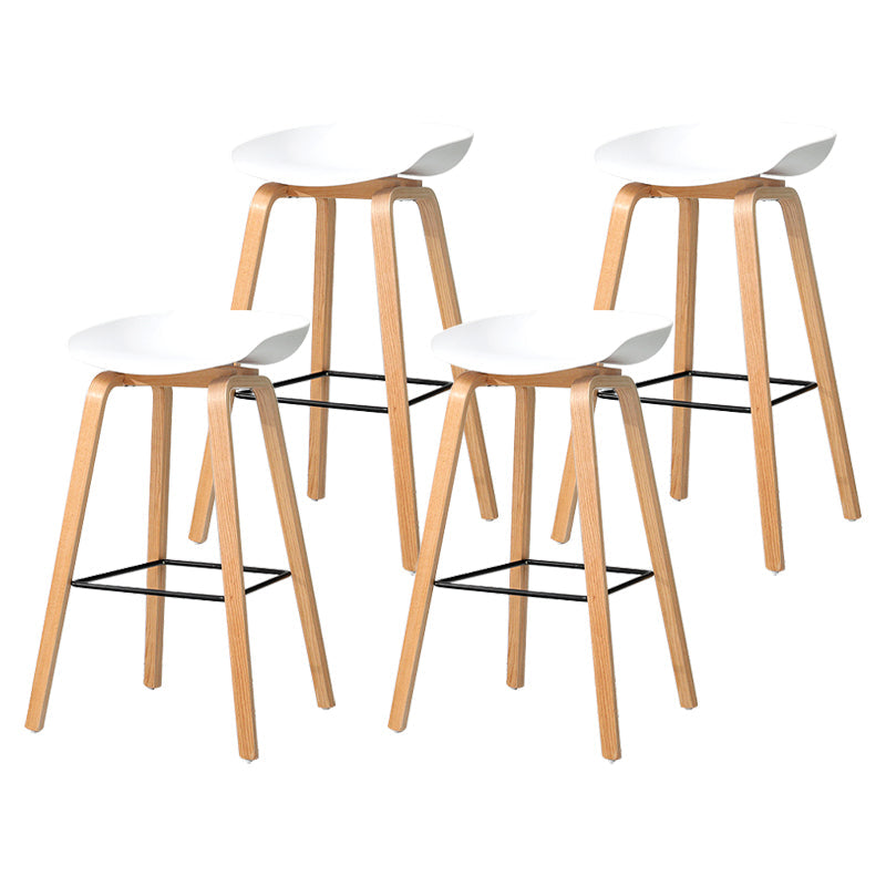 30-inch Modern Beech Wood Barstool Simple Backless Indoor Tall Stool with Plastic Seat White 4 Piece Set Clearhalo 'Bar Furniture' 'Bar Stools' 'bar_stools' 'furn' 'furn_bar_stools' 'Furniture' 'furniture_bar_stools' 'Kitchen & Dining Furniture' 5080935