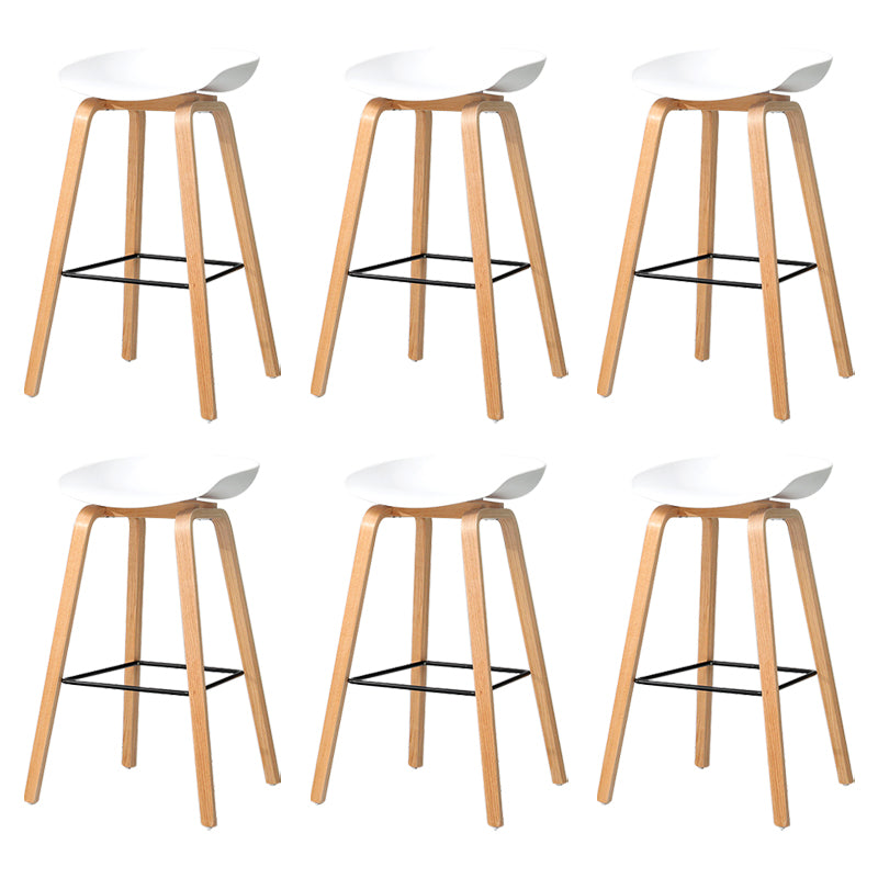 30-inch Modern Beech Wood Barstool Simple Backless Indoor Tall Stool with Plastic Seat White 6 Piece Set Clearhalo 'Bar Furniture' 'Bar Stools' 'bar_stools' 'furn' 'furn_bar_stools' 'Furniture' 'furniture_bar_stools' 'Kitchen & Dining Furniture' 5080936