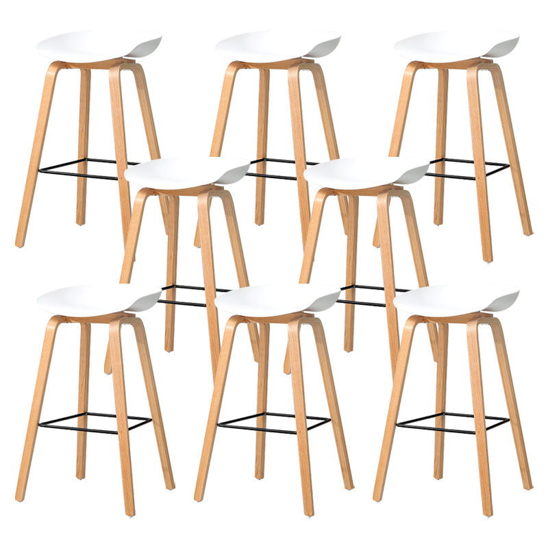 30-inch Modern Beech Wood Barstool Simple Backless Indoor Tall Stool with Plastic Seat White 8 Piece Set Clearhalo 'Bar Furniture' 'Bar Stools' 'bar_stools' 'furn' 'furn_bar_stools' 'Furniture' 'furniture_bar_stools' 'Kitchen & Dining Furniture' 5080937