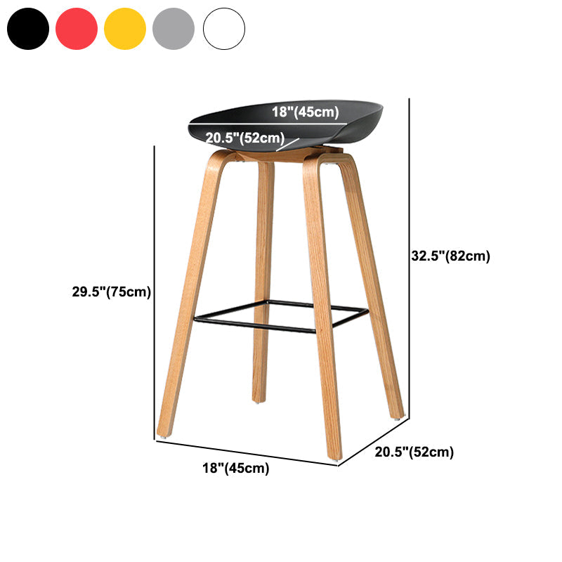 30-inch Modern Beech Wood Barstool Simple Backless Indoor Tall Stool with Plastic Seat Clearhalo 'Bar Furniture' 'Bar Stools' 'bar_stools' 'furn' 'furn_bar_stools' 'Furniture' 'furniture_bar_stools' 'Kitchen & Dining Furniture' 5080938