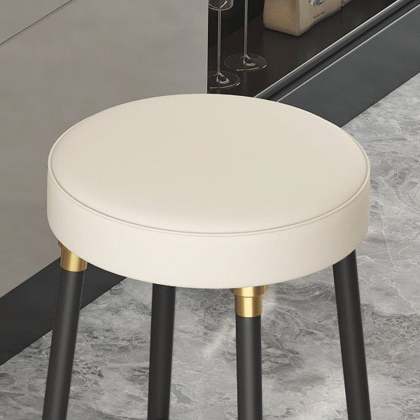 Glam Black Iron Barstool Simple Backless Indoor Tall Stool with Leather Seat Clearhalo 'Bar Furniture' 'Bar Stools' 'bar_stools' 'furn' 'furn_bar_stools' 'Furniture' 'furniture_bar_stools' 'Kitchen & Dining Furniture' 5080948