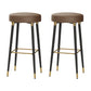 Glam Black Iron Barstool Simple Backless Indoor Tall Stool with Leather Seat Dark Coffee 2 Piece Set Clearhalo 'Bar Furniture' 'Bar Stools' 'bar_stools' 'furn' 'furn_bar_stools' 'Furniture' 'furniture_bar_stools' 'Kitchen & Dining Furniture' 5080950