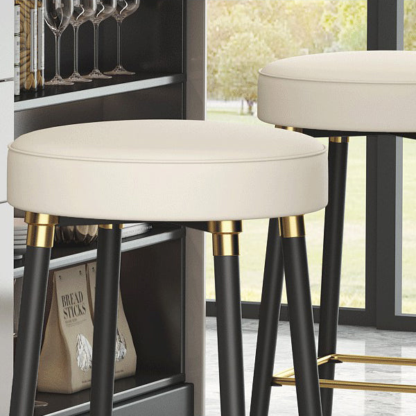 Glam Black Iron Barstool Simple Backless Indoor Tall Stool with Leather Seat Clearhalo 'Bar Furniture' 'Bar Stools' 'bar_stools' 'furn' 'furn_bar_stools' 'Furniture' 'furniture_bar_stools' 'Kitchen & Dining Furniture' 5080954