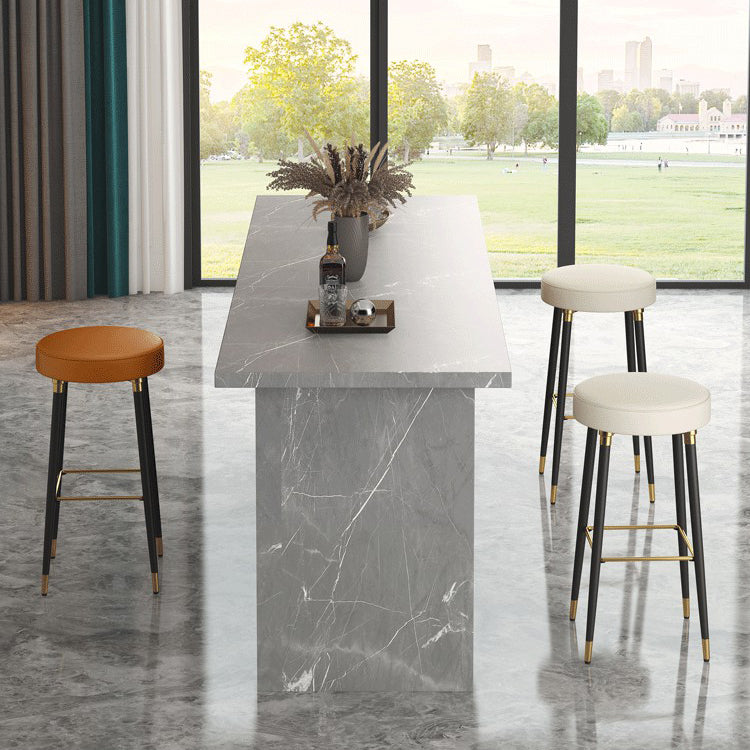 Glam Black Iron Barstool Simple Backless Indoor Tall Stool with Leather Seat Clearhalo 'Bar Furniture' 'Bar Stools' 'bar_stools' 'furn' 'furn_bar_stools' 'Furniture' 'furniture_bar_stools' 'Kitchen & Dining Furniture' 5080957