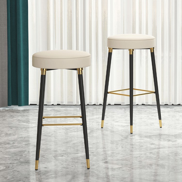 Glam Black Iron Barstool Simple Backless Indoor Tall Stool with Leather Seat Clearhalo 'Bar Furniture' 'Bar Stools' 'bar_stools' 'furn' 'furn_bar_stools' 'Furniture' 'furniture_bar_stools' 'Kitchen & Dining Furniture' 5080960