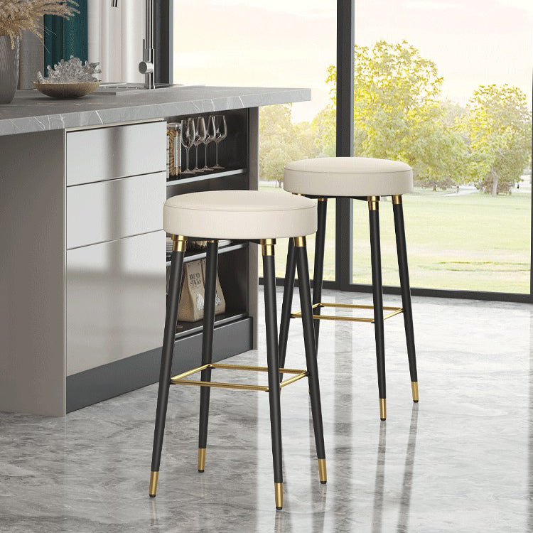 Glam Black Iron Barstool Simple Backless Indoor Tall Stool with Leather Seat Clearhalo 'Bar Furniture' 'Bar Stools' 'bar_stools' 'furn' 'furn_bar_stools' 'Furniture' 'furniture_bar_stools' 'Kitchen & Dining Furniture' 5080961