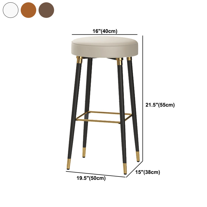 Glam Black Iron Barstool Simple Backless Indoor Tall Stool with Leather Seat Clearhalo 'Bar Furniture' 'Bar Stools' 'bar_stools' 'furn' 'furn_bar_stools' 'Furniture' 'furniture_bar_stools' 'Kitchen & Dining Furniture' 5080964