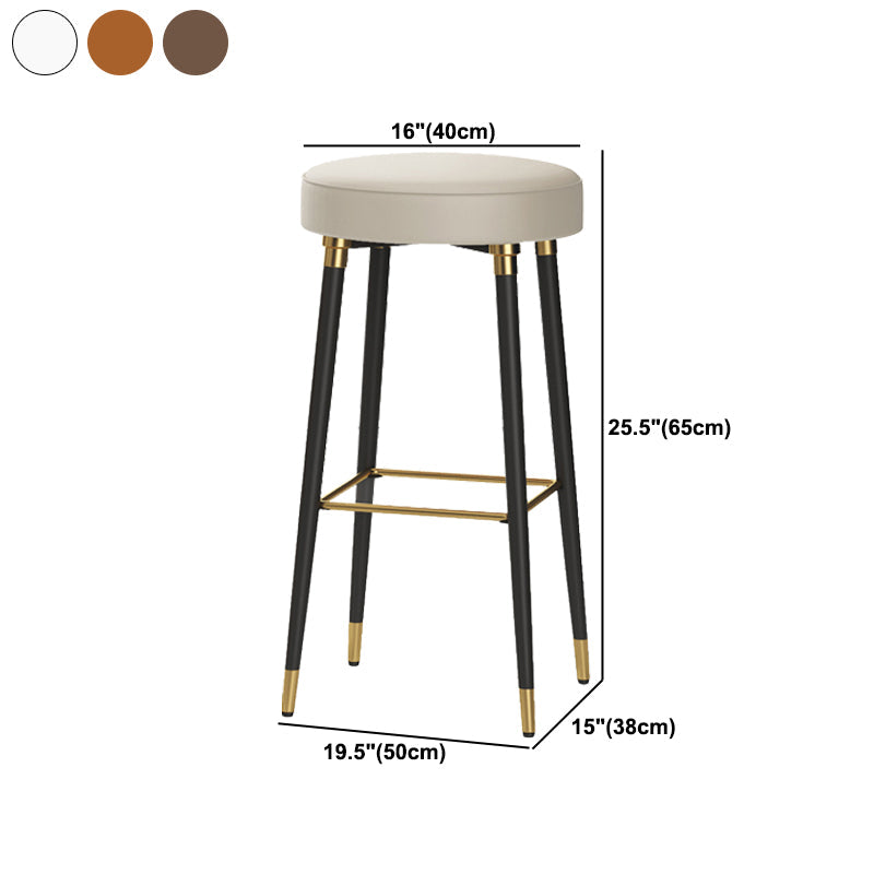 Glam Black Iron Barstool Simple Backless Indoor Tall Stool with Leather Seat Clearhalo 'Bar Furniture' 'Bar Stools' 'bar_stools' 'furn' 'furn_bar_stools' 'Furniture' 'furniture_bar_stools' 'Kitchen & Dining Furniture' 5080965