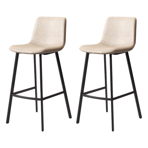 30-inch Glam Iron Barstool Distressed Low Back Indoor Tall Stool with Leather Seat Black White 2 Piece Set Clearhalo 'Bar Furniture' 'Bar Stools' 'bar_stools' 'furn' 'furn_bar_stools' 'Furniture' 'furniture_bar_stools' 'Kitchen & Dining Furniture' 5080967
