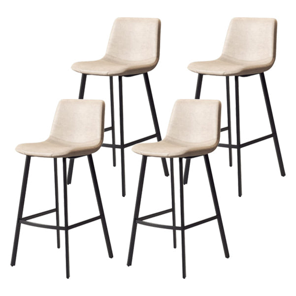 30-inch Glam Iron Barstool Distressed Low Back Indoor Tall Stool with Leather Seat Black White 4 Piece Set Clearhalo 'Bar Furniture' 'Bar Stools' 'bar_stools' 'furn' 'furn_bar_stools' 'Furniture' 'furniture_bar_stools' 'Kitchen & Dining Furniture' 5080969